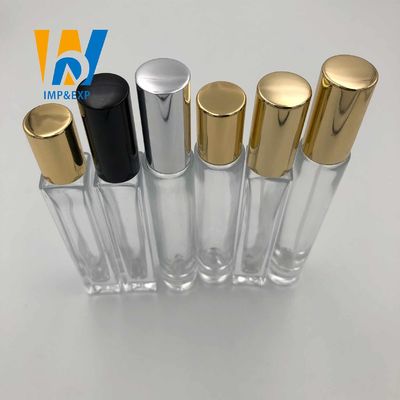 botella de cristal de la bola de rodillo del claro de 1ml 15ml 10ml con el casquillo Mini Refillable Rollerball Perfume del oro